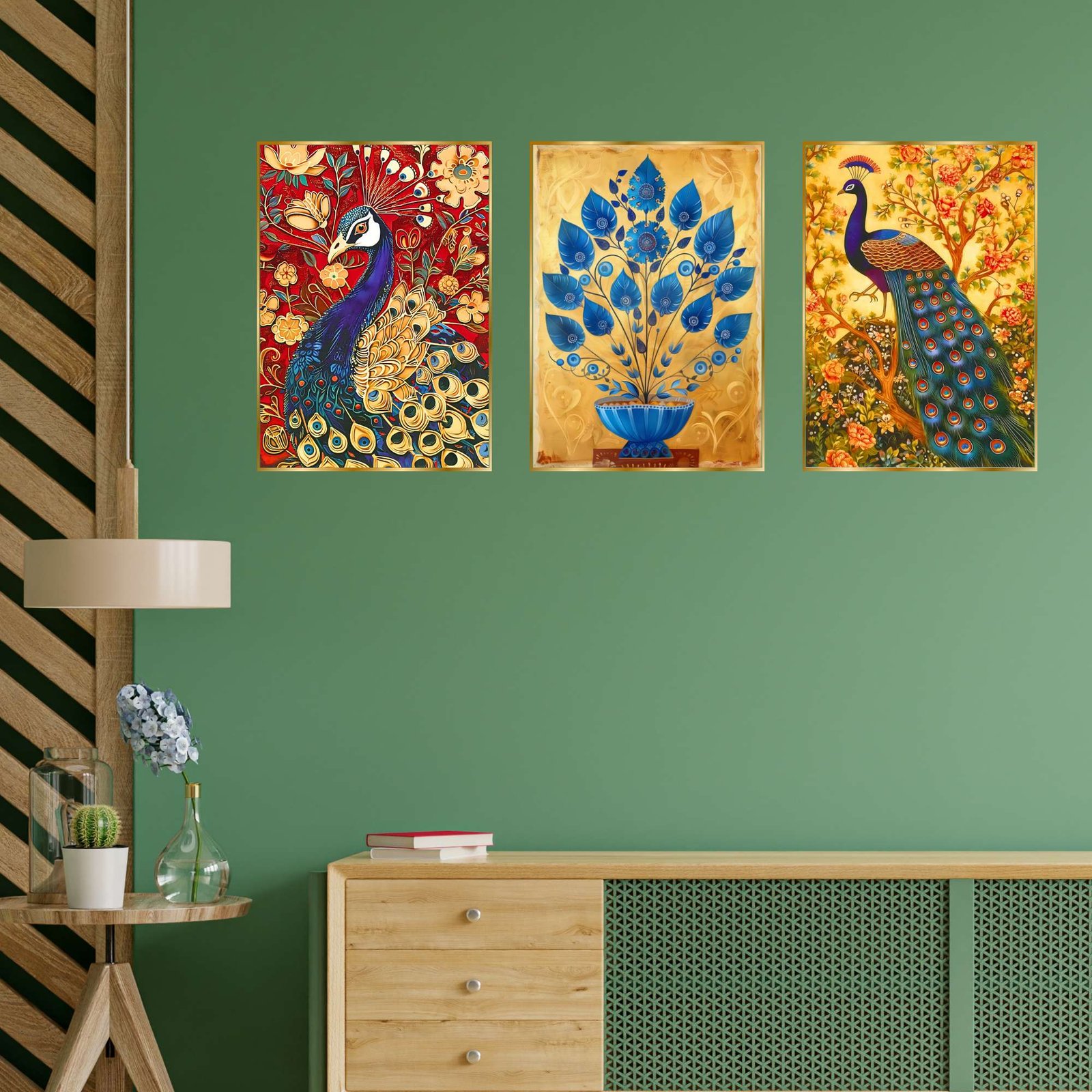 Set of Three Wall Paintings for Wall Dacoration Golden Framed Wall Paintings for Living Room & Bedroom Wall Art for Home Decoration & Office Wall Décor (18x12 inch CH-GD3-4) - Image 3